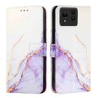 For Asus Zenfone 11 Ultra PT003 Marble Pattern Flip Leather Phone Case(White Purple) - 2