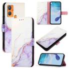 For Oukitel C33 PT003 Marble Pattern Flip Leather Phone Case(White Purple) - 1