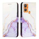 For Oukitel C33 PT003 Marble Pattern Flip Leather Phone Case(White Purple) - 2
