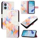 For Oukitel C36 / C35 PT003 Marble Pattern Flip Leather Phone Case(Galaxy Marble White) - 1