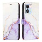 For Oukitel C36 / C35 PT003 Marble Pattern Flip Leather Phone Case(White Purple) - 2