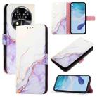 For Oukitel C37 PT003 Marble Pattern Flip Leather Phone Case(White Purple) - 1