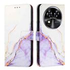 For Oukitel C37 PT003 Marble Pattern Flip Leather Phone Case(White Purple) - 2