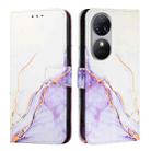 For Oukitel C38 PT003 Marble Pattern Flip Leather Phone Case(White Purple) - 2