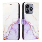 For Oukitel C51 PT003 Marble Pattern Flip Leather Phone Case(White Purple) - 2