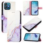 For Oukitel C53 PT003 Marble Pattern Flip Leather Phone Case(White Purple) - 1