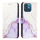 For Oukitel C53 PT003 Marble Pattern Flip Leather Phone Case(White Purple) - 3