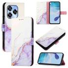 For Oukitel C50 PT003 Marble Pattern Flip Leather Phone Case(White Purple) - 1