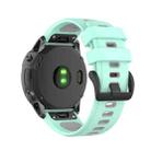 For Garmin Fenix 6X Two-color Silicone Watch Band(Teal Grey) - 2