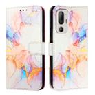 For HTC U24 Pro PT003 Marble Pattern Flip Leather Phone Case(Galaxy Marble White) - 2