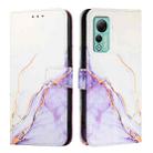 For Ulefone Note 14 PT003 Marble Pattern Flip Leather Phone Case(White Purple) - 2