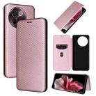 For vivo V30e Carbon Fiber Texture Flip Leather Phone Case(Pink) - 1