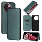 For vivo V30e Carbon Fiber Texture Flip Leather Phone Case(Green) - 1