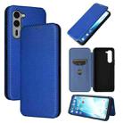 For Fujitsu Arrows F-51E We2 Plus Carbon Fiber Texture Flip Leather Phone Case(Blue) - 1