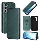 For Fujitsu Arrows F-51E We2 Plus Carbon Fiber Texture Flip Leather Phone Case(Green) - 1