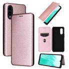 For Fujitsu Arrows F-52E We2 Carbon Fiber Texture Flip Leather Phone Case(Pink) - 1