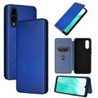 For Fujitsu Arrows F-52E We2 Plus Carbon Fiber Texture Flip Leather Phone Case(Blue) - 1