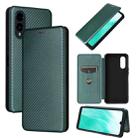 For Fujitsu Arrows F-52E We2 Plus Carbon Fiber Texture Flip Leather Phone Case(Green) - 1