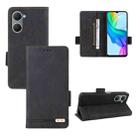 For vivo Y18 / Y03 Magnetic Clasp Leather Phone Case(Black) - 1