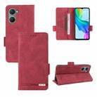 For vivo Y18 / Y03 Magnetic Clasp Leather Phone Case(Red) - 1