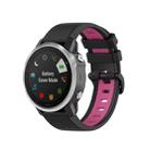 For Garmin Fenix 6 Two-color Silicone Watch Band(Black Rose Red) - 1