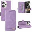 For Redmi Turbo 3 Magnetic Clasp Leather Phone Case(Purple) - 1