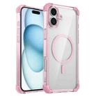 For iPhone 16 Plus Transparent MagSafe Magnetic Phone Case(Pink) - 1