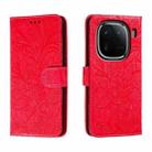 For vivo iQOO 12 Lace Flower Embossing Flip Leather Phone Case(Red) - 1