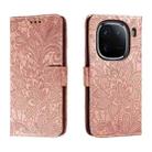 For vivo iQOO 12 Pro Lace Flower Embossing Flip Leather Phone Case(Rose Gold) - 1