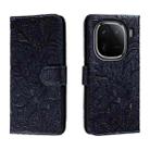 For vivo iQOO 12 Pro Lace Flower Embossing Flip Leather Phone Case(Dark Blue) - 1