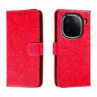 For vivo iQOO 12 Pro Lace Flower Embossing Flip Leather Phone Case(Red) - 1