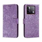 For vivo iQOO Neo8 Lace Flower Embossing Flip Leather Phone Case(Purple) - 1