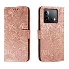 For vivo iQOO Neo8 Lace Flower Embossing Flip Leather Phone Case(Rose Gold) - 1