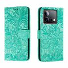 For vivo iQOO Neo8 Lace Flower Embossing Flip Leather Phone Case(Green) - 1