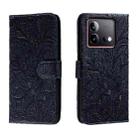 For vivo iQOO Neo8 Lace Flower Embossing Flip Leather Phone Case(Dark Blue) - 1