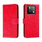 For vivo iQOO Neo8 Lace Flower Embossing Flip Leather Phone Case(Red) - 1