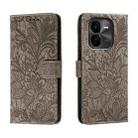 For vivo iQOO Z9X Lace Flower Embossing Flip Leather Phone Case(Grey) - 1