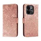 For vivo iQOO Z9X Lace Flower Embossing Flip Leather Phone Case(Rose Gold) - 1