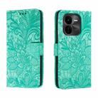 For vivo iQOO Z9X Lace Flower Embossing Flip Leather Phone Case(Green) - 1