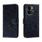 For vivo iQOO Z9X Lace Flower Embossing Flip Leather Phone Case(Dark Blue) - 1