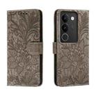For vivo S17 Lace Flower Embossing Flip Leather Phone Case(Grey) - 1