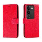 For vivo S17 Lace Flower Embossing Flip Leather Phone Case(Red) - 1