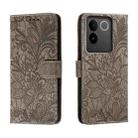 For vivo S17E Lace Flower Embossing Flip Leather Phone Case(Grey) - 1