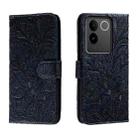 For vivo S17E Lace Flower Embossing Flip Leather Phone Case(Dark Blue) - 1