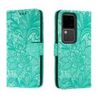 For vivo S18 Lace Flower Embossing Flip Leather Phone Case(Green) - 1