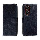 For vivo V29E Lace Flower Embossing Flip Leather Phone Case(Dark Blue) - 1