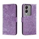 For vivo Y17S Lace Flower Embossing Flip Leather Phone Case(Purple) - 1