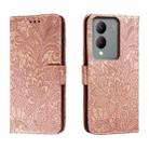 For vivo Y17S Lace Flower Embossing Flip Leather Phone Case(Rose Gold) - 1