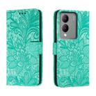 For vivo Y17S Lace Flower Embossing Flip Leather Phone Case(Green) - 1