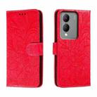 For vivo Y17S Lace Flower Embossing Flip Leather Phone Case(Red) - 1